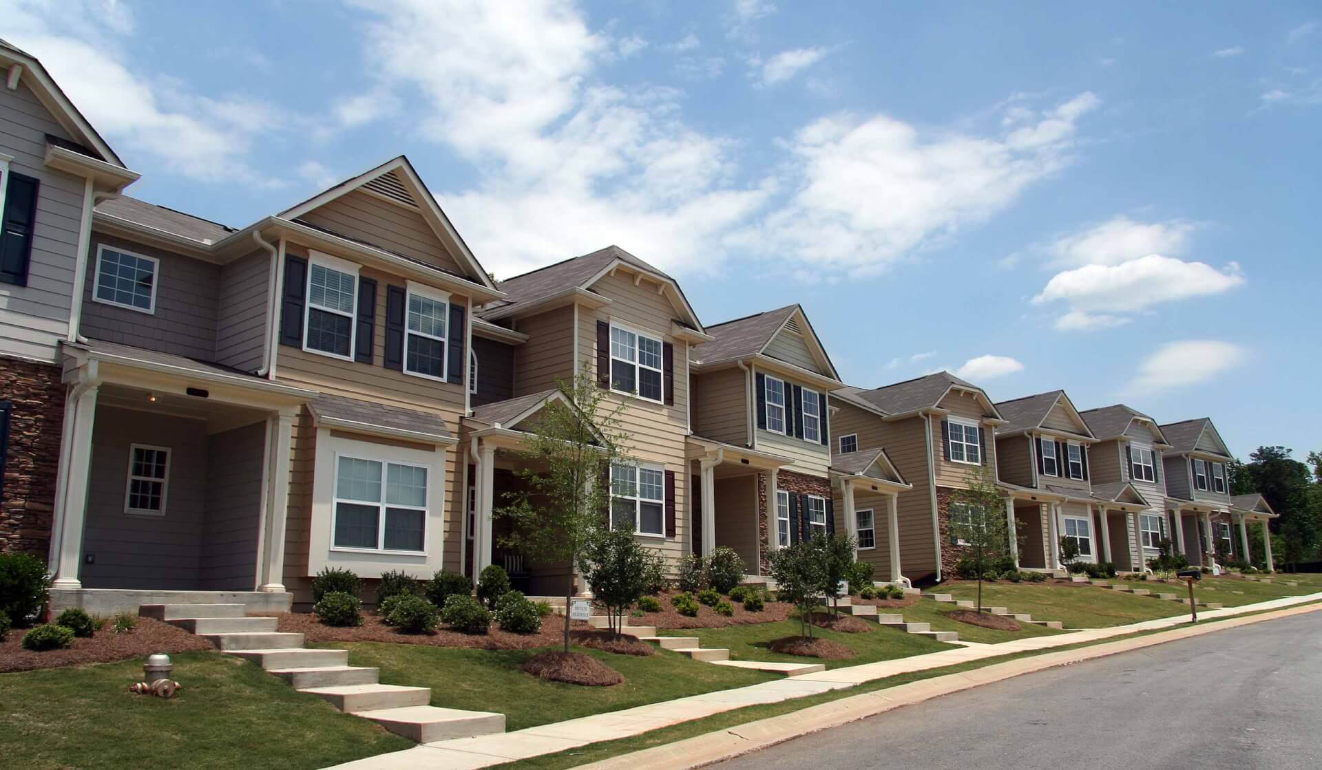 Row of suburban townhomes